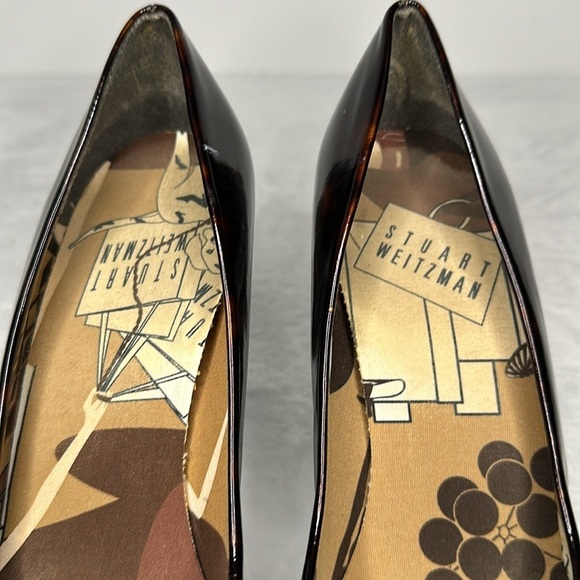 Stuart Weitzman The Beatrix Pump Tortoise Shell Heels Patent Leather 8 - Picture 3 of 9